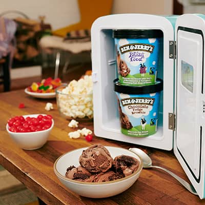Ice cream in a mini freezer