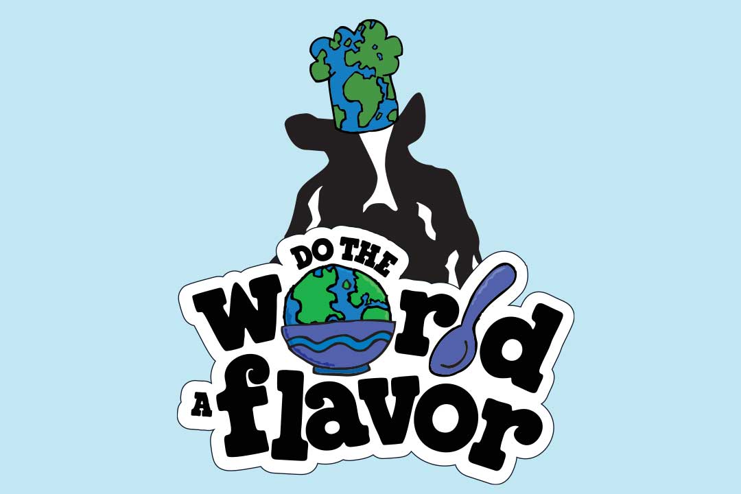 Woodie met een bord met de tekst ‘Do the World a Flavor’