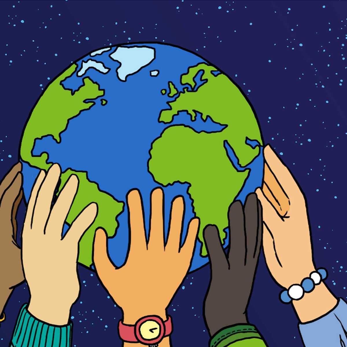 handen die de aarde vasthouden